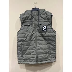 Ecko Unltd. Low Profile Puffer Vest Hoodie Mens Large Olive Green